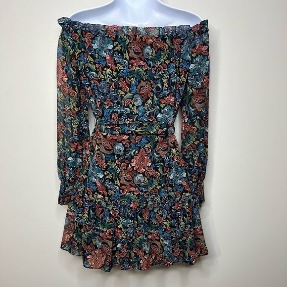 Sam Edelman Off the Shoulder Long Sleeve Floral Mini Dress - Picture 6 of 8